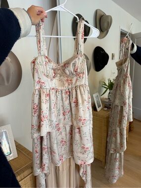 WeWoreWhat Cream Floral Tiered Sun Dress